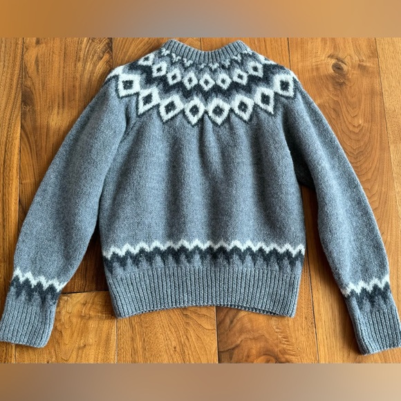 ❤️ VINTAGE L.L. BEAN FAIR ISLE WOOL GRAY SWEATER CLASSIC PULLOVER CREWNECK - Picture 2 of 10